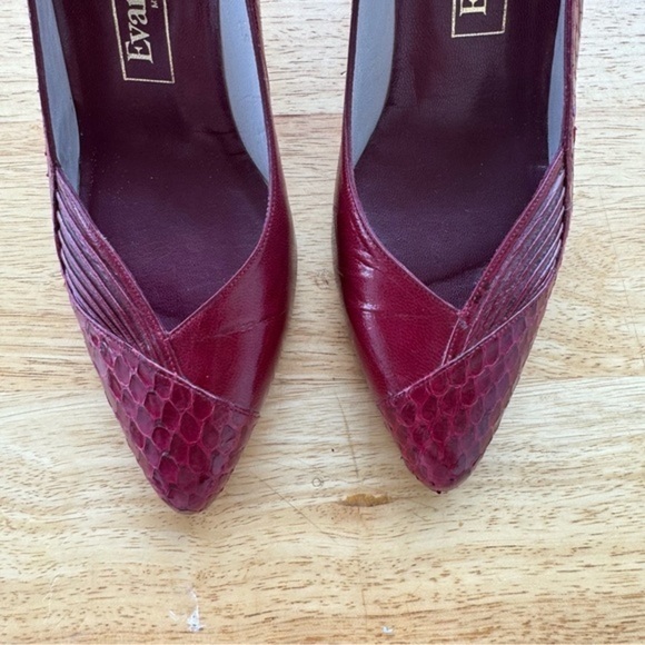PRICE DROP 🔥🔥Vintage 1970's Evan Picone Maroon Pumps Snakeskin‎  | size 9.5 SS - Picture 9 of 11